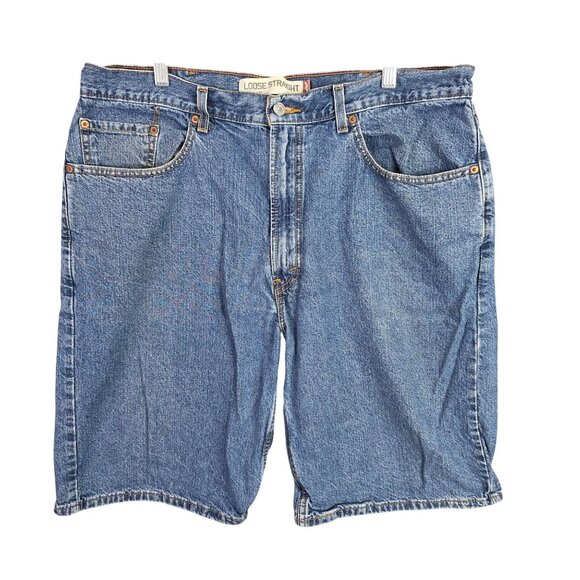 Mens Levi's 569 Blue Denim Shorts Loose Straight 11" Inseam 100% Cotton Size 38 - Picture 1 of 10